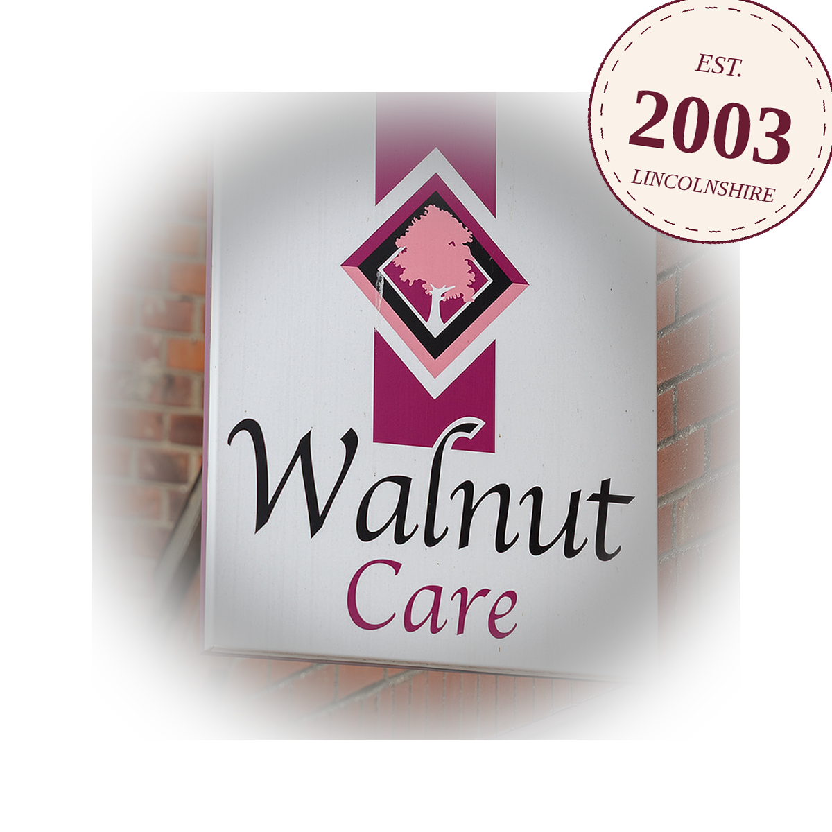 Walnut Care sign, established 2003, Lincolnshire